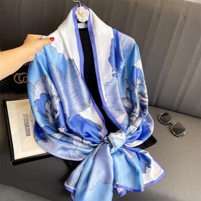 China Rectangle Bandana custom square satin head luxury brand customised print  silk scarfs digital printing scarf for women silk scarf for sale