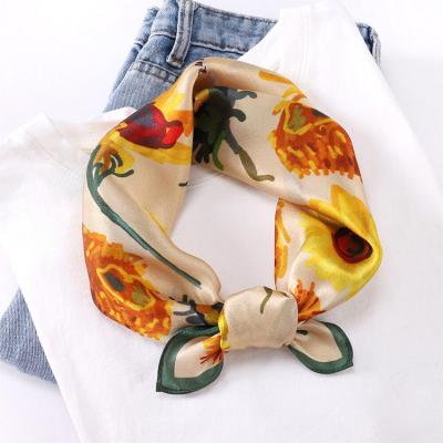 China Square Customized Design Your Own Logo digital Printing  silk  head Scarf Cotton Bandana Square Polyester Silk Bandana for ladies for sale