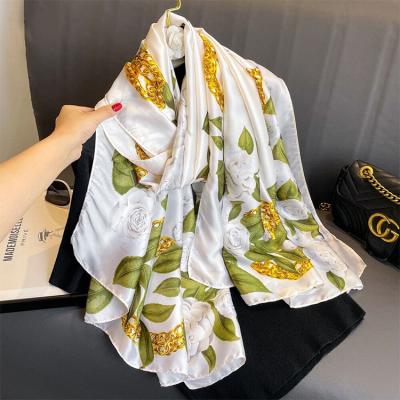 China Rectangle Wholesale Newest arrive fashion high quality women's designer scarves luxury brand pattern custom design long  silk scarf for sale