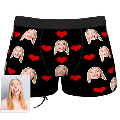 China Dropshipping Anti-Static Custom Printed Face Plus Size Boxers Briefs Mens Underwear Mens Breathable Custom for sale