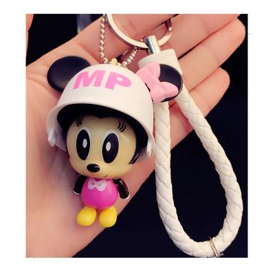 China Cute Creative Small Car Pendant Gift Bag Cartoon Mickey Luminous Color Key Chain Key Chain for sale