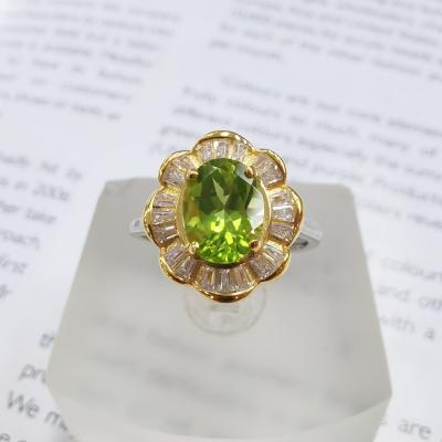 China 2021 CLASSIQUE Charm Fashion Factory Wholesale S925 Silver White Gold Plated With Olivine Ring Natural Gems Women Jewelry Sets for sale