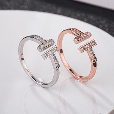 China Charming CLASSIC Fashion Factory Wholesale 925 Sterling Silver Double T Ring Women's DIY Jewelry for sale