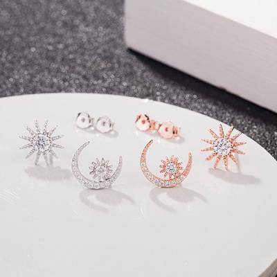 China Wholesale 925 Sterling Silver Asymmetric Star Moon Trendy Women's Charm Fashion Factory DIY Jewelry DIY Jewelry for sale