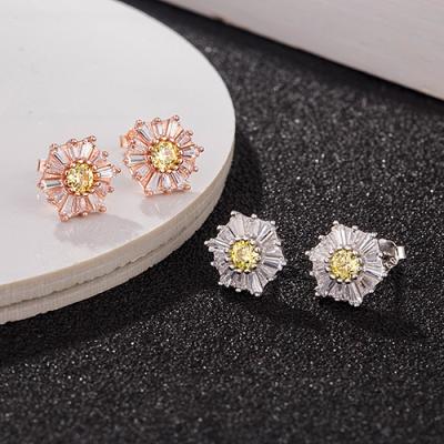 China Wholesale 925 Sterling Silver Trendy Women's Diamond Daisy Earrings Charm CLASSIC Fashion Factory DIY Jewelry for sale