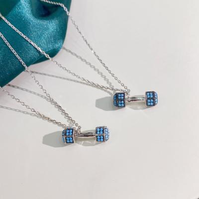 China Factory 2021 Fashion Cute Charm Wholesale 925 Sterling Silver White Gold Plated Turquoise Trendy Necklace Women's Jewelry Sets for sale