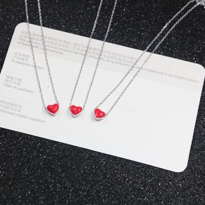 China Wholesale 925 Sterling Silver Trendy Women's Red Heart Necklace Charm CLASSIC Fashion Factory DIY Jewelry for sale