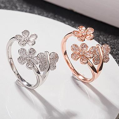 China Wholesale 925 Sterling Silver Flower Ring Women Trendy Charm CLASSIC Fashion Factory DIY Jewelry for sale