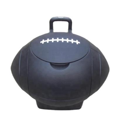 China 50L Waterproof Plastic Football Shaped Cooler Box For Ice Bucket With Wheels Carry On Goods Cool Bucket for sale