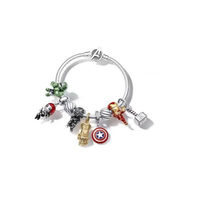 China 2022 New Series Environmentally Friendly S925 Sterling Silver Iron Man Beads Marvel's Avengers Us Captain Bracelet Pendant With Charm for sale