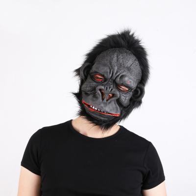 China Eco-friendly Orangutan Costume Mask Use Presentation Mask Halloween Animal Scary Evade Glue Mask For Party for sale