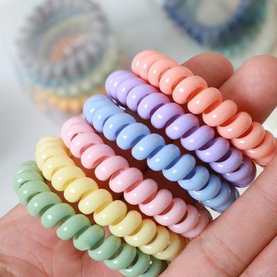 China Plastic Gradient Color Frosted Telephone Wire Hair Ring Girl Set Jelly Color Elastic Hair Rope 5pcs Boxed Korean Hair Accessories Kids for sale