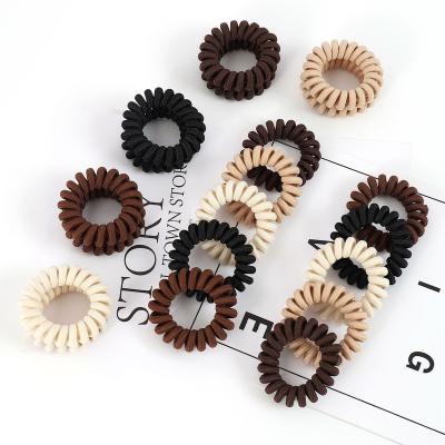 China Korea Plastic Fashion Frosted Colorful Coil Hair Tie For Women Solid Colors Simple Elastic Hair Tie For Girls Decoration for sale