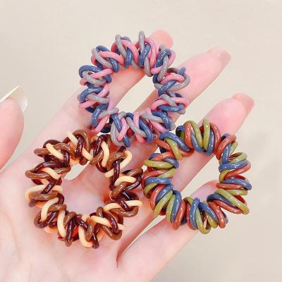 China Plastic-Elastic Hair Scrunchies Ring Twist Colorful Hair Cord Eco-friendly Phone Hair Scrunchies Gifts For Women for sale