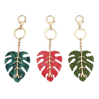 China Professional Manufacturer Eco-friendly Material Alloy Hollow Turtle Back Leaf Green Key Chain Leaves Dripping Fresh Oil Key Chain for sale