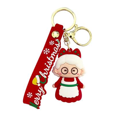 China Cute Santa Claus Doll Car Key Ring Pendant Fashion Bag Keychain Christmas Gift Soft Rubber Cartoon Material Eco-friendly for sale