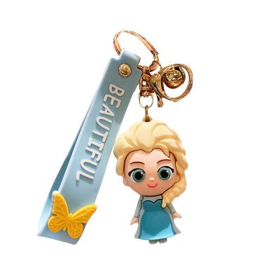 China Princess Elsa Key Chain Cute Key Figure Jelly Key Figure Action Eco-friendly Car Material Dangling Matching Dangle Bag Chain for sale