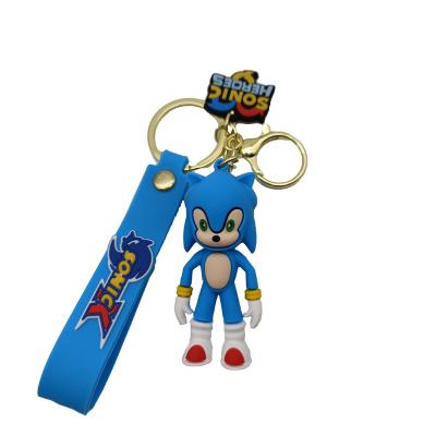 China Soft PVC Eco-friendly Material Sonic Keychain, 6cm Hedgehog Rubber Key Chain, Sonic Hedgehog Pendant Keychain For Decoration for sale