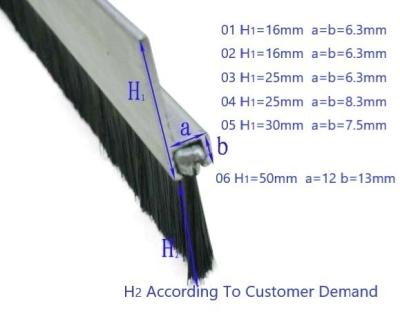 China Straight SUS304 Windproof Garage Door Bottom Seal Strip Brush for sale