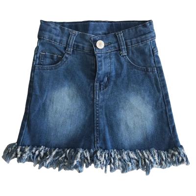 China Summer Kids Formal Wear Fringed Denim Short Skirt Girl Boutique Clothes Jeans for sale