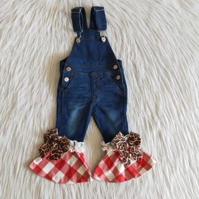 China 2021 new vintage hot sale children's clothing denim jumpsuits fashion personality baby pants for sale