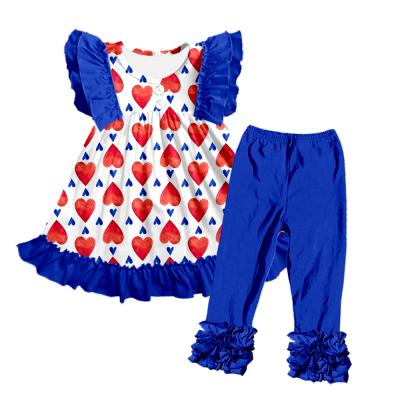 China Best Valentine's Day Boutique Two Piece Set Spandex/Cotton Clothing Manufacturer Wholesale Children's Clothing Kid Clothing for sale