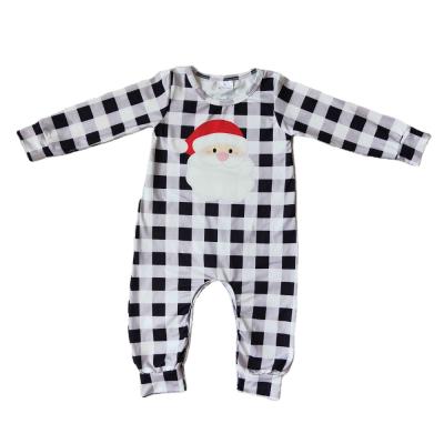 China Hot Sale Spandex/Cotton Santa Baby Boys Romper Full Sleeve Kids Plaid Clothes Christmas New Style Children's Jumpsuit for sale