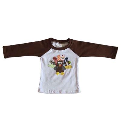 China 2020 Breathable Thanksgiving Kids Wear Brown Turkey Vinyl Raglan Boutique Long Sleeve Shirt Baby Boy Clothes Wholesale for sale