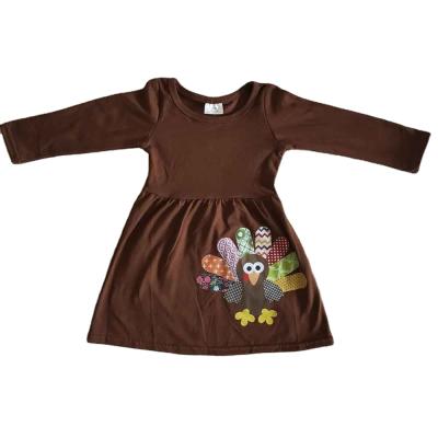 China 2020 Casual Baby Wear Dress Turkey Vinyl Brown Cotton Kids Thanksgiving Dresses Wholesale Boutique Kids Clothes for sale