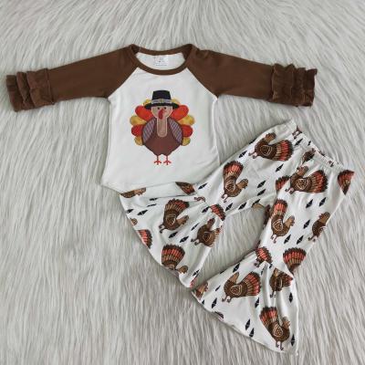 China Children's Clothing Sets Bell-Based Personality Bell-Based Girl's Outfit Girls' Outfits Girls' Pants Clothes Thanksgiving Children's Clothing Turkey Print Pattern 2-Piece Set for sale