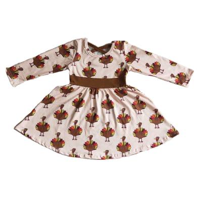 China Thanksgiving Child Dress Washable T-shirt Prints Autumn Kids Clothing Girls Baby Turkey Pattern Loungewear Dress Girl's Clothes for sale