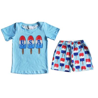 China 4th of July Boys Summer Wear Casual Independence Day Clothes Wholesale USA Popsicle Style Kids Boutique Short Sleeve Outfits for sale