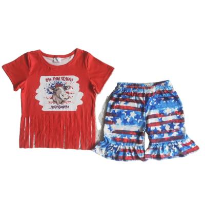 China Hot Sale 4th of July Babies Casual Scare Styles Summer Shorts Independence Day Little Kids Blue White Red Blue WearClothes Wholesale for sale