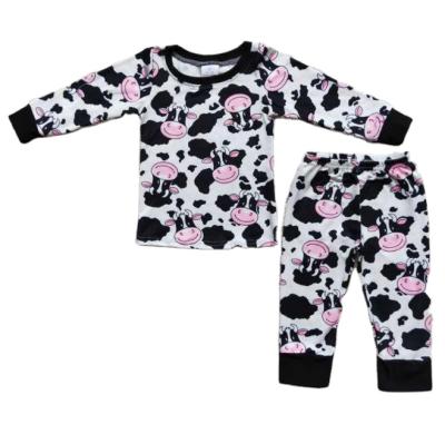 China Autumn/winter baby clothes cow milk boys long sleeve cute pajamas outfit children's casual Western clothes for sale