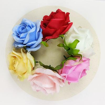 China Wholesale 8 cm Minimalist Artificial Decorative Gifts Colorful Artificial Flower High Quality Material Rose Heads For Making Promotional for sale