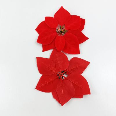 China Factory Price Christmas Poinsettia Flower Eco-friendly Wholesale Artificial Flower Head Factory Price Hot Selling for sale