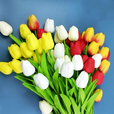 China Single Stem Flower Bouquet Minimalist Artificial Real Touch Tulips PU For Wedding Diy Home Party Kitchen Decoration for sale