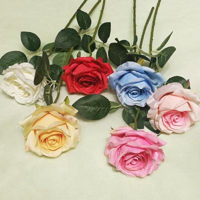 China Simple Hot Minimalist Velvet Rose Bulk Wedding Decorative Everlasting Red Rose Flowers Artificial Selling Artificial Flower for sale