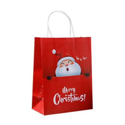 China Recycled Materials Wholesale Custom Size Cheap Christmas Craft Kraft Gift Buying Paper Bag With Your Own Logo for sale