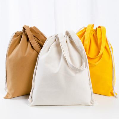 China 100% eco-friendly eco-friendly hot sale plain cotton canvas shopping drawstring bags with custom printed logo for sale