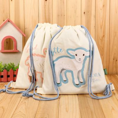 China Recyclable Personalized Fabric Muslin Customize Canvas Organic Cotton Drawstring Bag With Double String for sale