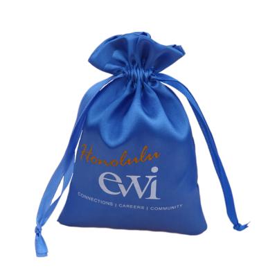 China Custom Wholesale Eco-Friendly Jewelry Packaging Virgin Hair Satin Drawstring Bag for sale