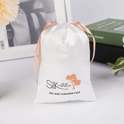 China Eco-friendly Jewelry Wholesale Silk White Gift Satin Packaging Drawstring Bag With Satin Rope for sale