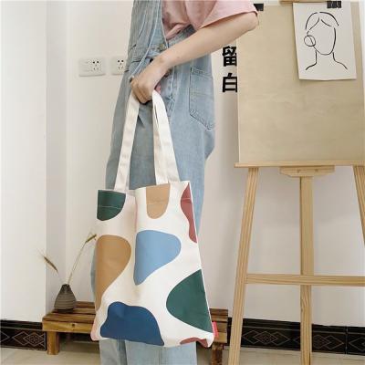 China Eco-friendly Fashion Daily Printed Women Full Travel Shoulder Bag Canvas Cotton Tote Bag for sale