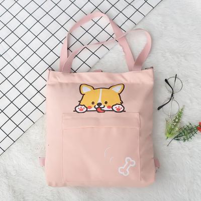 China INS Printing Girls Women Women Schoolbag Eco-friendly Custom Cotton Tote Bag With Zipper for sale