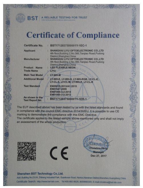 CE - Shanghai Liyu Optoelectronic Co., Ltd.