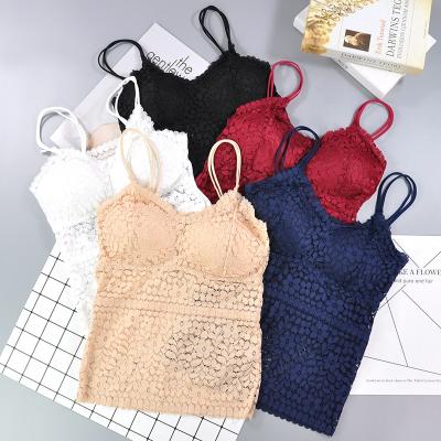 China Plus Size 2136 Hot Selling Comfort Women Lace Up Bra Elasticity Pads Removable Camisoles With Built In Bra for sale