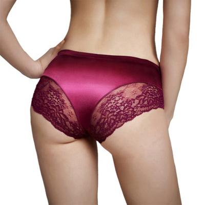 China 1801 Breathable Wholesale Silk Satin Women Briefs Ladies Ice Silk Lace Seamless Underwear for sale