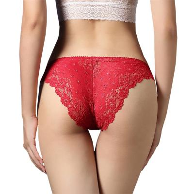 China 1821 Hippie Women Low Rise Lace Panties Thong Briefs Breathable Sexy Shorts Ultra-thin Transparent Ladies Underwear Ladies for sale