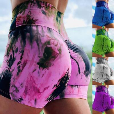 China 8060 New Arrival Fitness Sportswear Shorts Girl Waist Breathable Tights High Print Women Workout Gym Yoga Shorts for sale